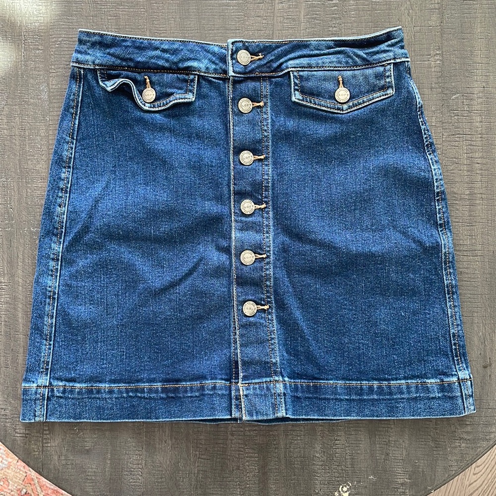 LOFT Women's Denim A-line skirt- Button Front - 4
